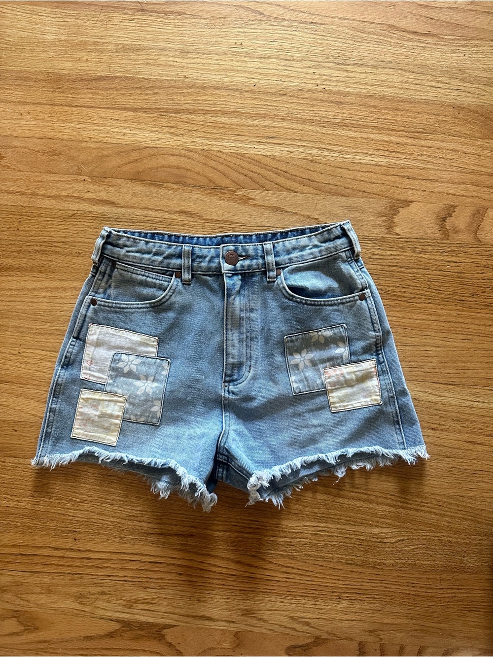 Billabong x Wrangler Light Blue Denim Patchwork Shorts
